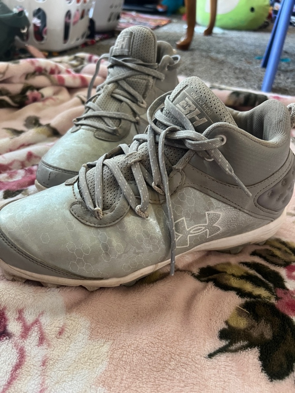 Under Armour Kids Gray Lace-Up Athletic Sneakers